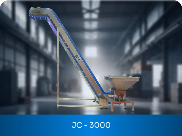 Esteira transportadora alimentadora JC-3000 para abastecimento de dosadoras